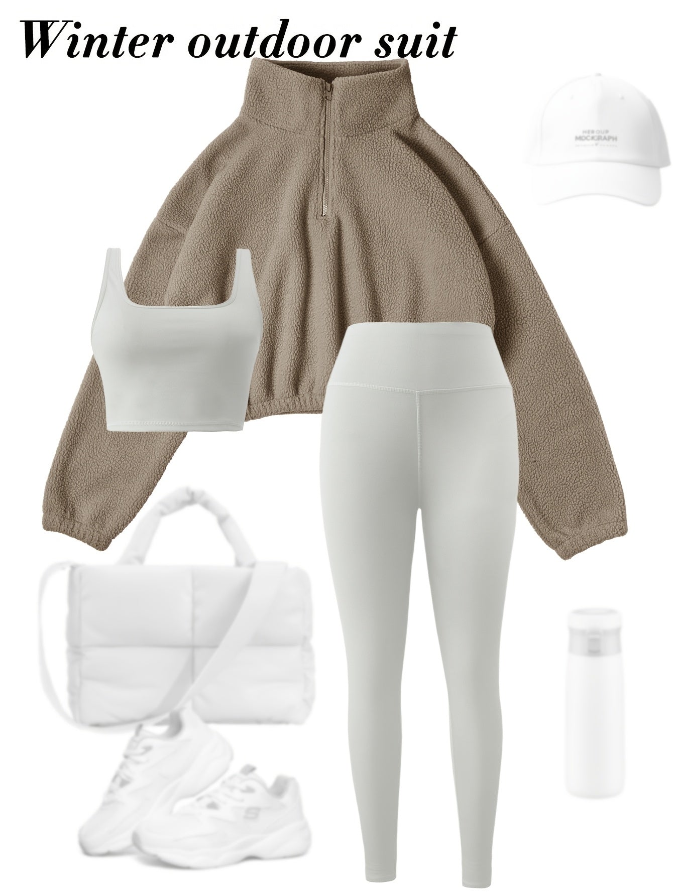 3pcs Maroon Fleece-Lined Yoga Outfit Set: Stretchy Sports Bra, High-Waist Leggings & Half-Zip Sweatshirt - Cozy, Slimming Autumn/Winter Workout Gear for Women, Casual Activewear|Elegant Sports Attire|Stretchy Polyester Blend